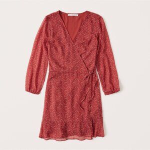 Abercrombie & Fitch Chiffon Wrap Mini Dress - XXS - Red Dot